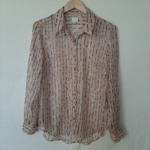 A New Day Ultra Sheer Light Flowy Button Up Top